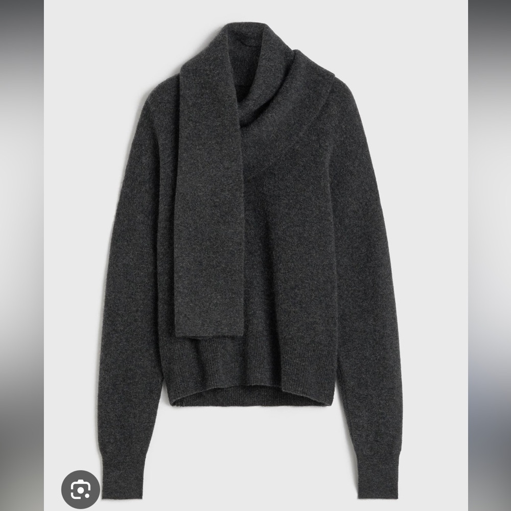 Toteme Iconic Draped-Scarf Knit Sweater